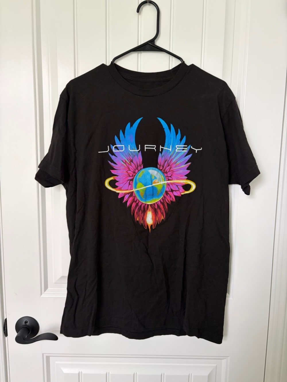 Journey Graphic Band Tee - Black with Rainbow Wings